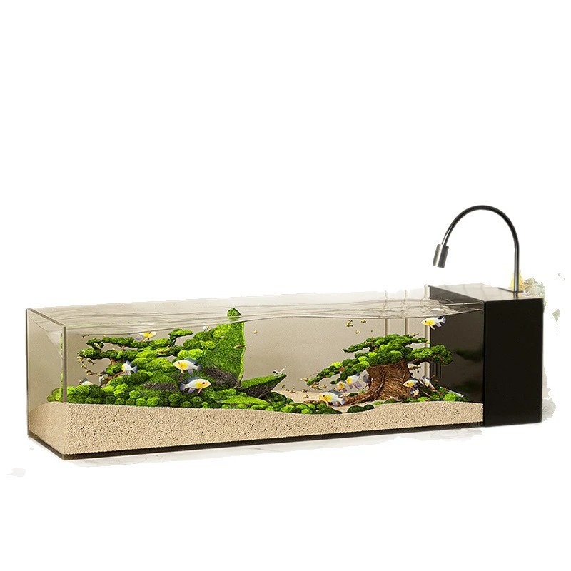 Aquarium Fish Cichlid - Ultraheldere glazen bureau-aquarium, milieuvriendelijk klein aquarium