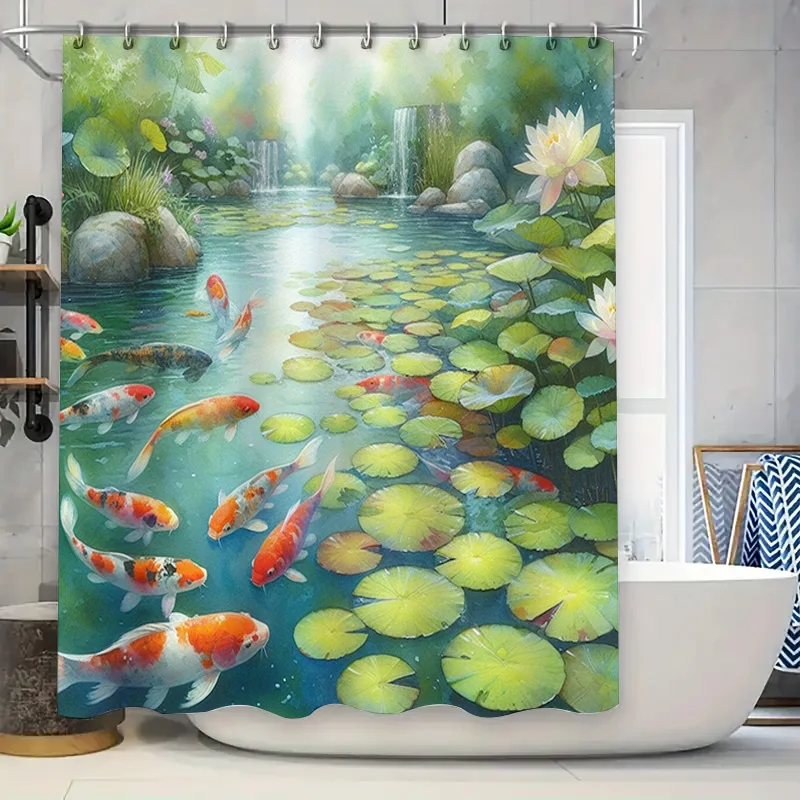 Levendig visdouchegordijn met  - Aquarium Fish Koi recensie en prijs
