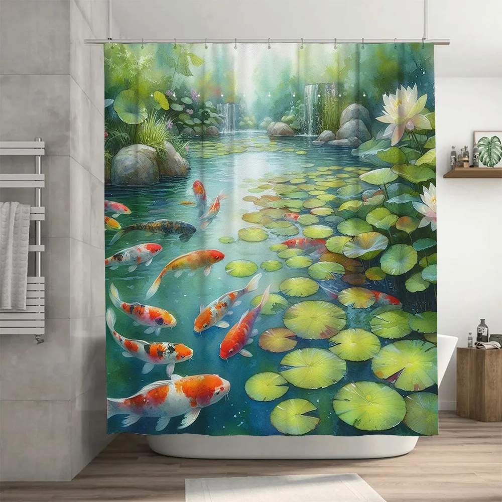 Levendig visdouchegordijn met  - Aquarium Fish Koi recensie en prijs